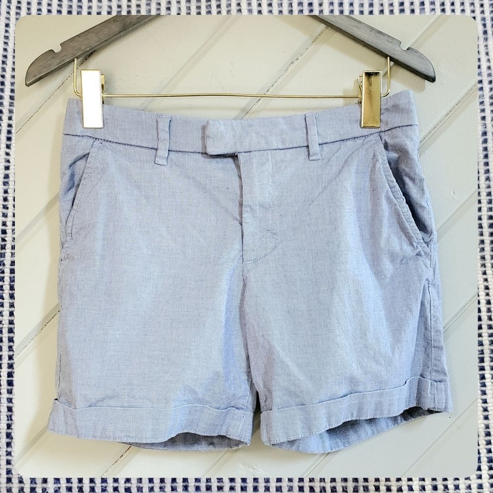 H&M L.O.G.G. Cotton Seersucker Shorts Blue Stripe Women's 6
